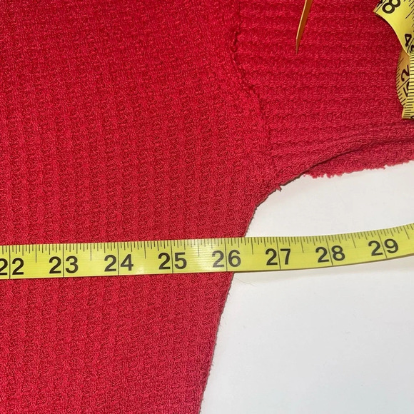We The Free FP North Shore Top Oversized Red Waffle Knit Tunic Medium Women’s - Picture 8 of 12